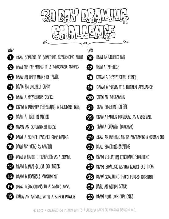 1 Minute Drawing Challenge Ideas 30 Day Drawing Challenge 30 Day Challenges Drawing Challenge