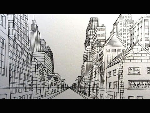 how to draw a city street in one point perspective narrated