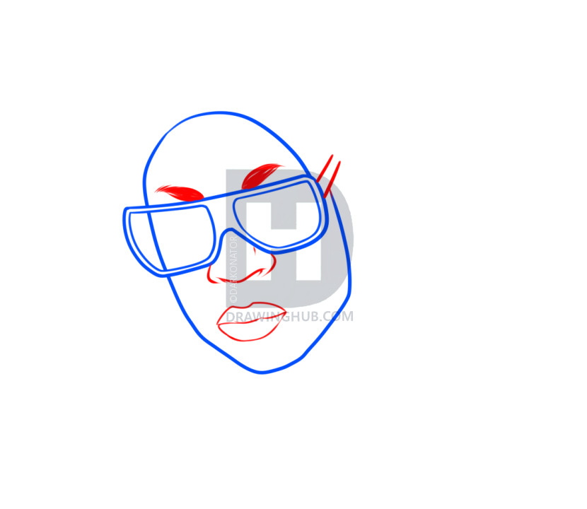 description begin sketching in 2 chainz face starting with the eyebrows color the eyebrows in and then draw his nose and mouth lips