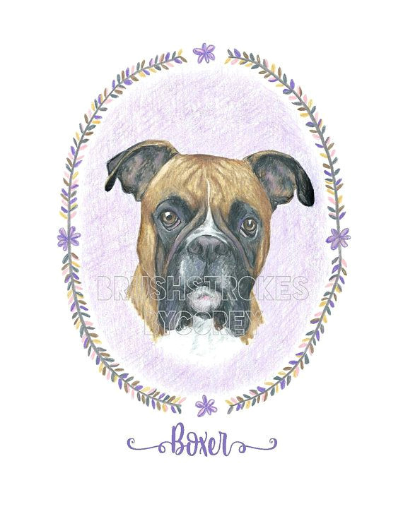 boxer dog art print from original drawing free personalization wall decor 8 1 2 x 11 or 8 x 10 professional quality art print made from original