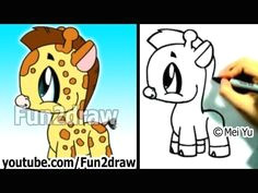 how to draw a cartoon giraffe cute drawings fun2draw