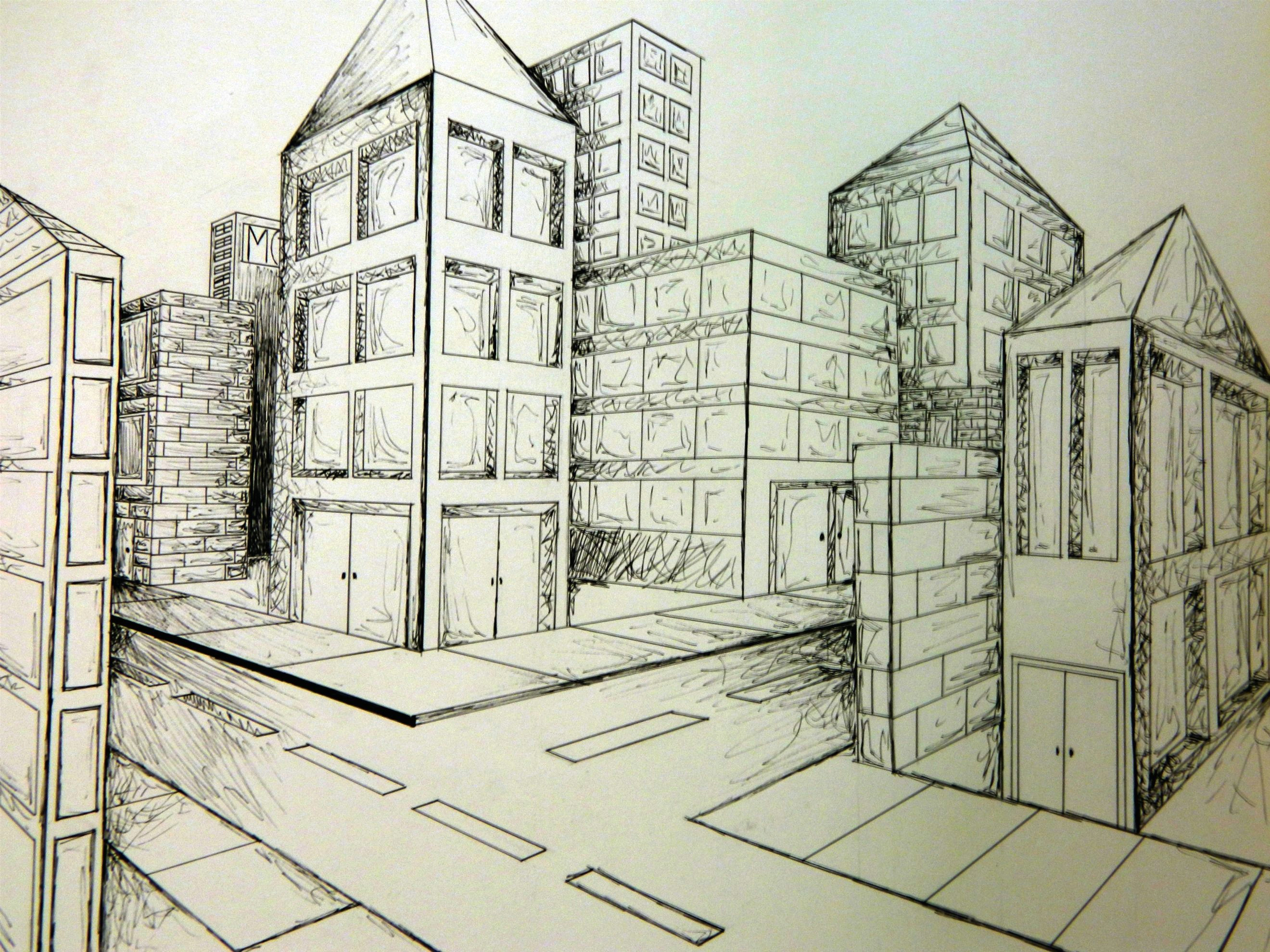 2 point perspective city