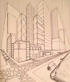 2 point perspective city drawing