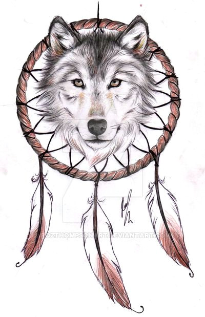 wolf dreamcatcher ii tattoo design by rozthompsonart deviantart com on deviantart