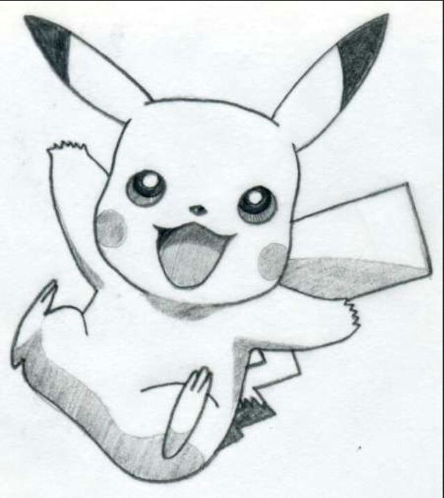 easy pikachu drawing if this was colored it would be even better pokemon 3