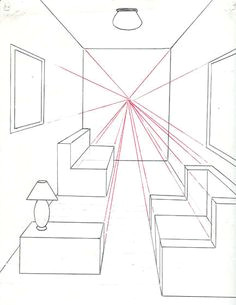 how to draw a room using one point perspective