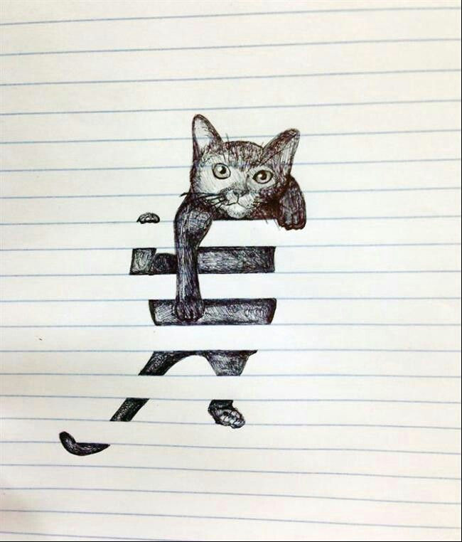 gato papel pautado drawings on lined paper 3d drawings awesome drawings space drawings