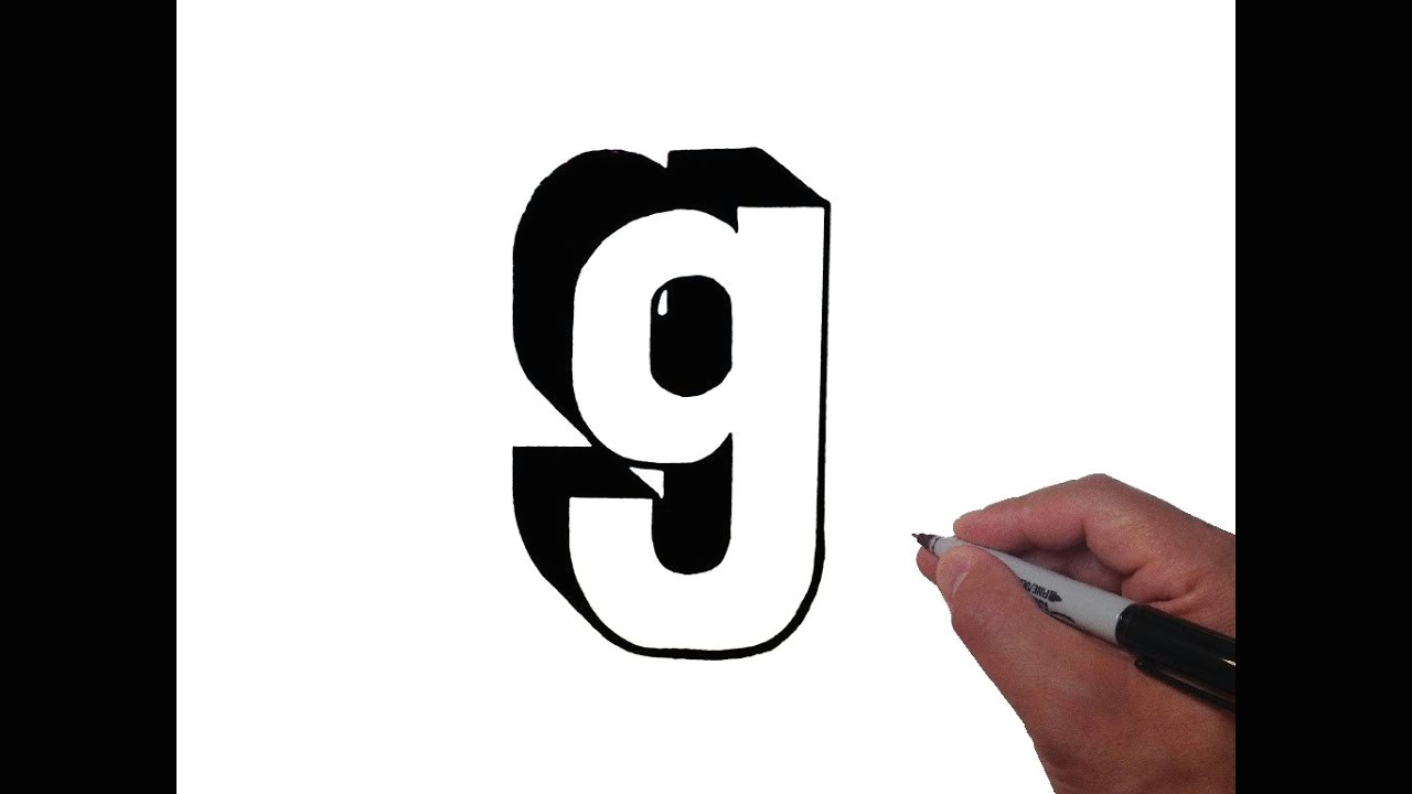 how to draw letter g in lowercase 3d simple easy art