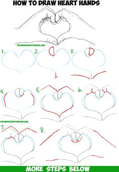 how to draw heart hands in easy to follow step by step drawing tutorial for beginners and intermediates