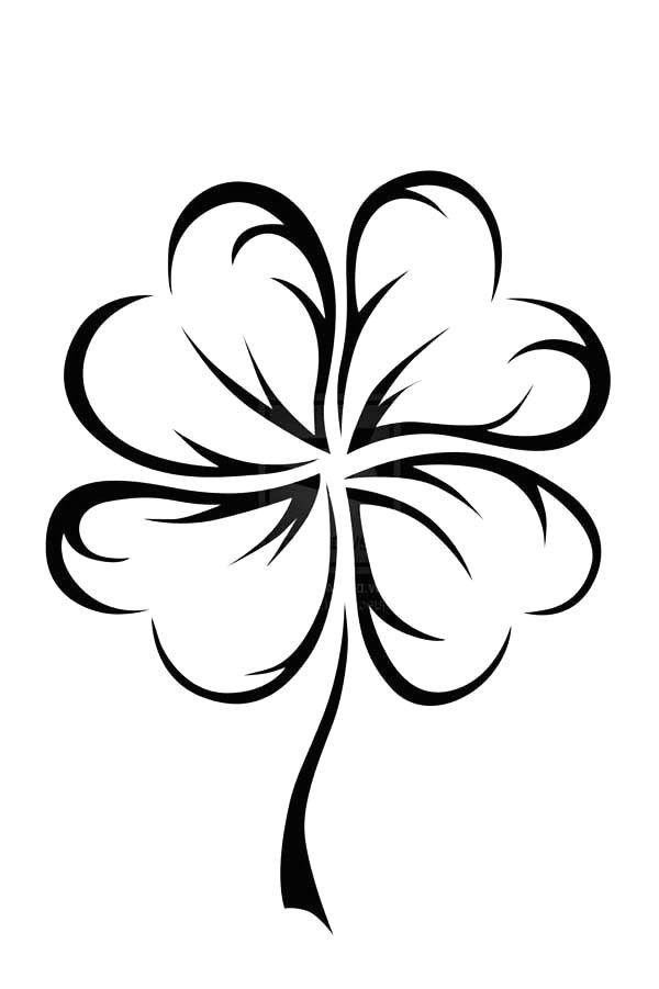 an art graphic of four leaf clover coloring page