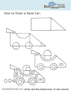 how to draw a racecar simple great for grade two for a unit