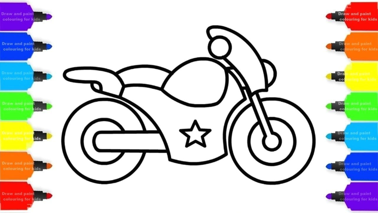 how to draw a motorcycle easy step by step coloring pages for children