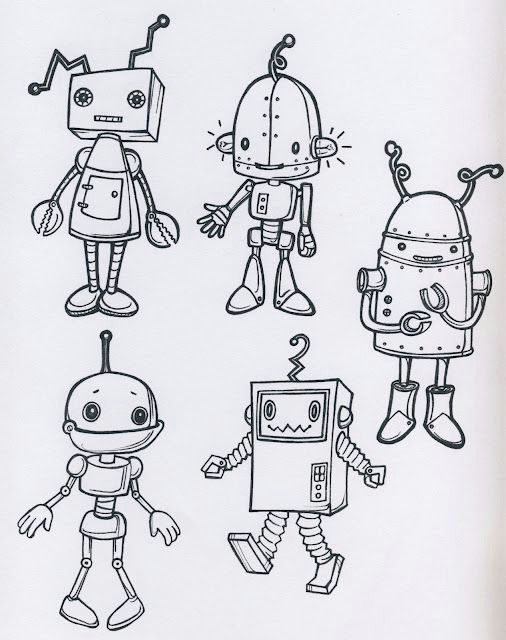 such character and detail in a limited environment da colorare robot sketch cute drawings for