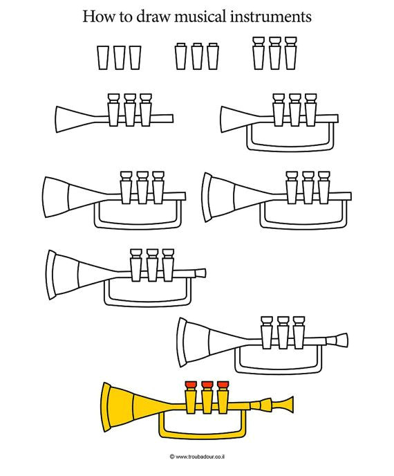 how to draw musical instruments by amitoffirbooks on etsy