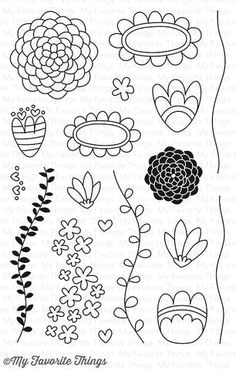 mft stamps doodle blossoms 4 x 6 clear photopolymer stamp set