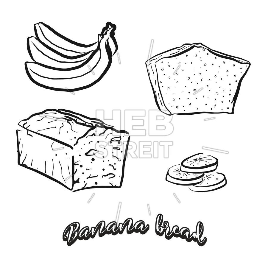 hand drawn sketch of banana bread vector drawing of sweet bread food usually known in united states bread illustration series