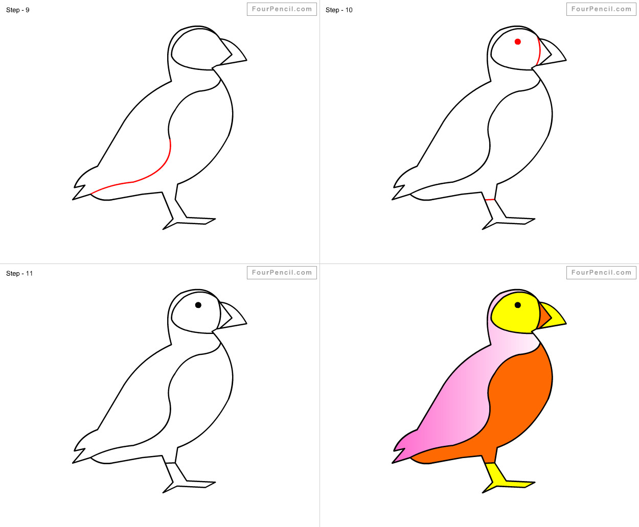 how to draw puffin for kids step by step drawing tutorial draw puffin for kids step by step easy