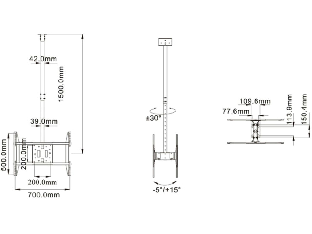 hochformat a vorschau tech zeichnung m large duo tv deckenhalterung