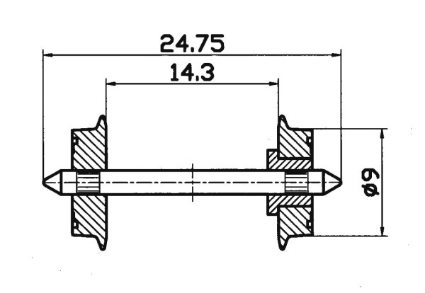 roco 40194 radsatz dc 9mm 2 stuck