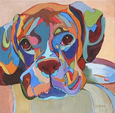 daily painting all played out contemporary abstracted dog painting painting by artist carolee