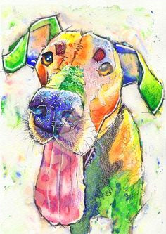 great dane print picture of original watercolour painting watercolor hound dog painting puppy animal artwork gift