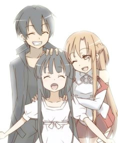 kirito yui and asuna sword art online kirito sword art online drawing kirito