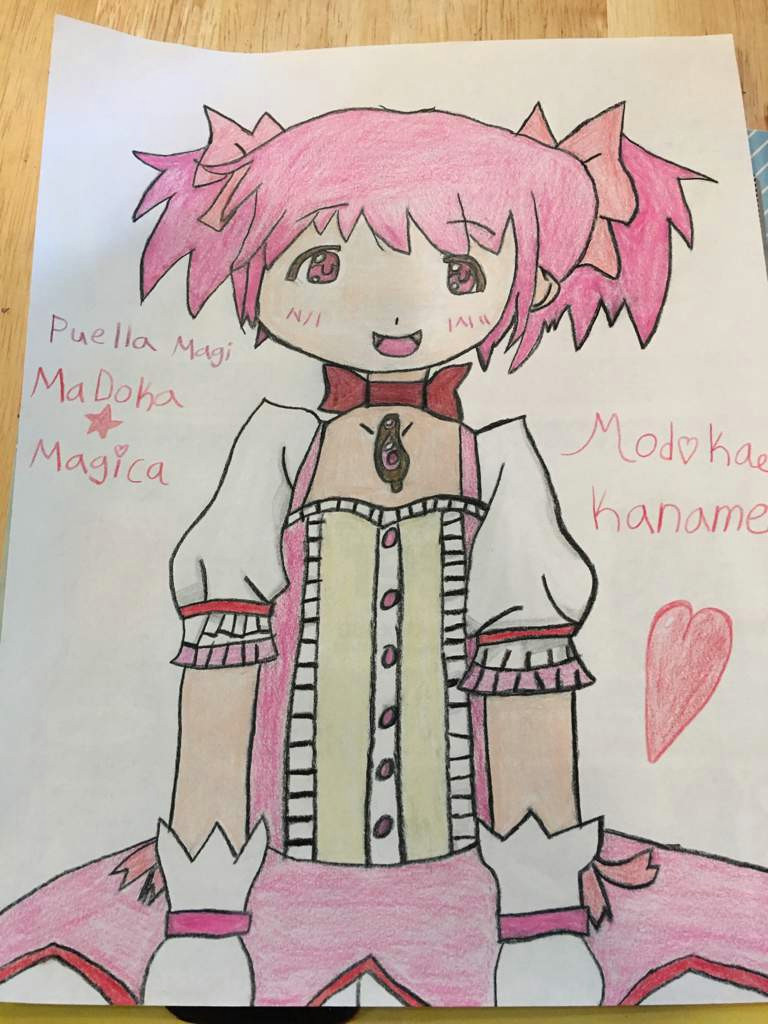 i added my signature date that s on the back madoka s name and the name of the anime itself after that i fixed some small details