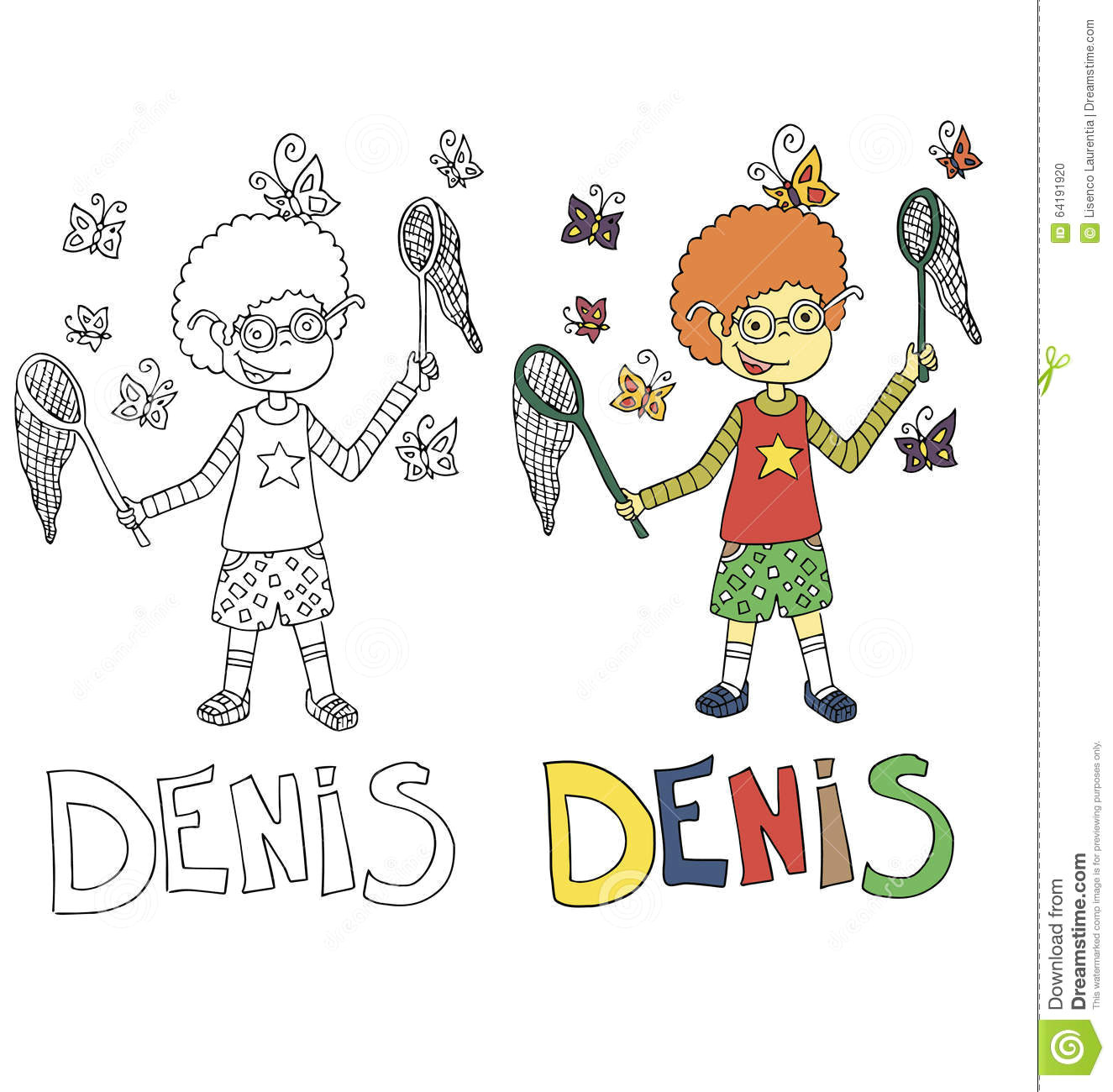 the simple drawing cartoon and with color of the image of children with different names in the compatibility with the character