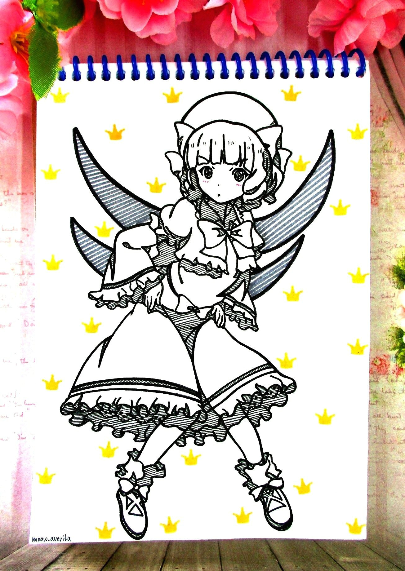 drawing anime art notebook touhou cute