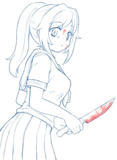 a sketch of yandere chan from yandere simulator oh that s ketchup don t