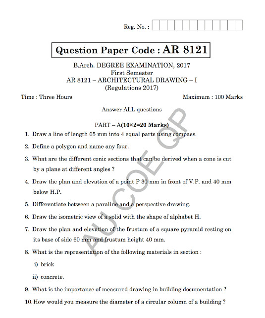 ar8121 architectural drawing i question papers 2018 model