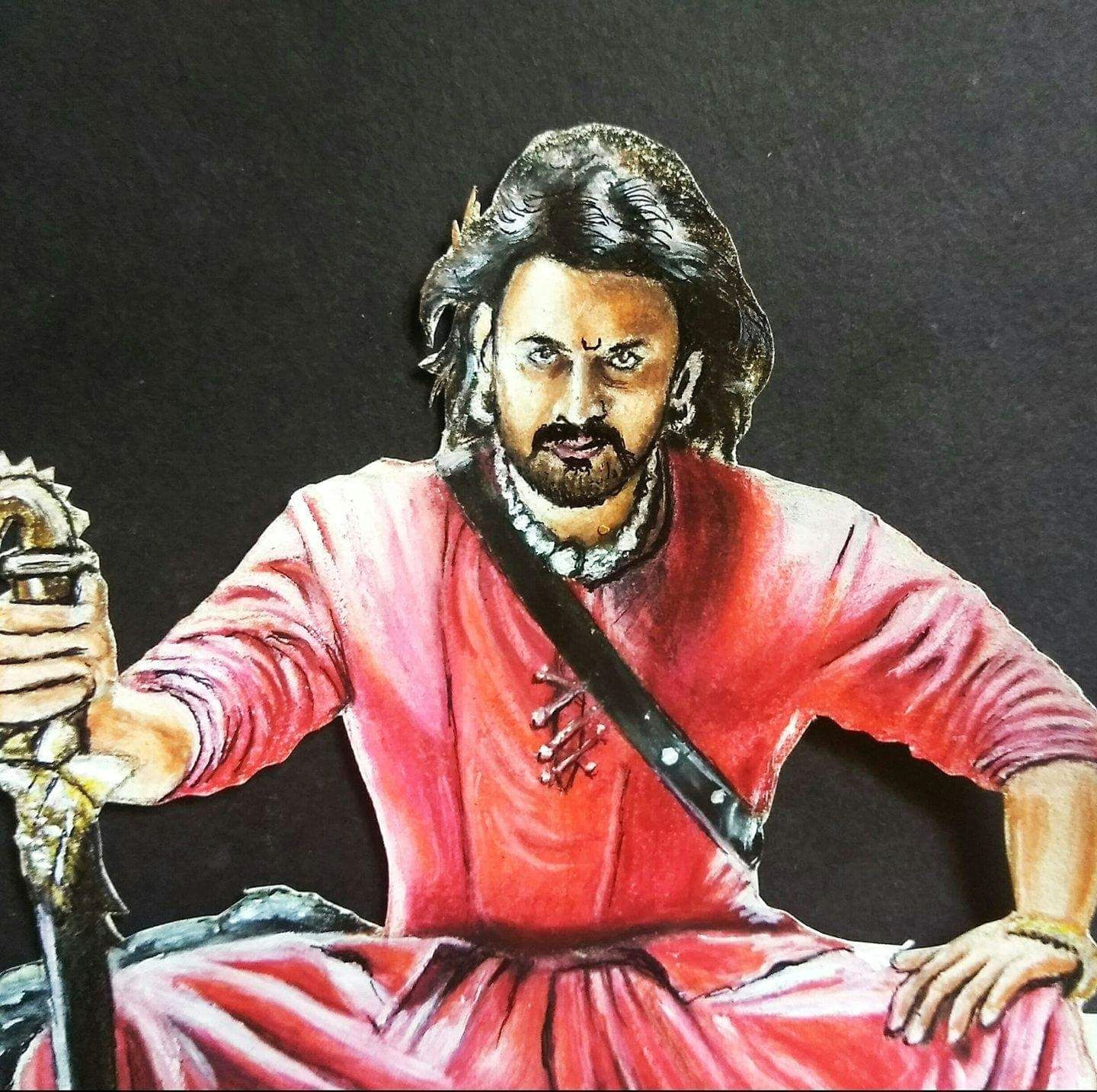 bahubali 2 drawing prabhas 3d drawing of prabhas realistic drawing prabhas drawing devasena anushka shetty incredible scene of bahubali 2