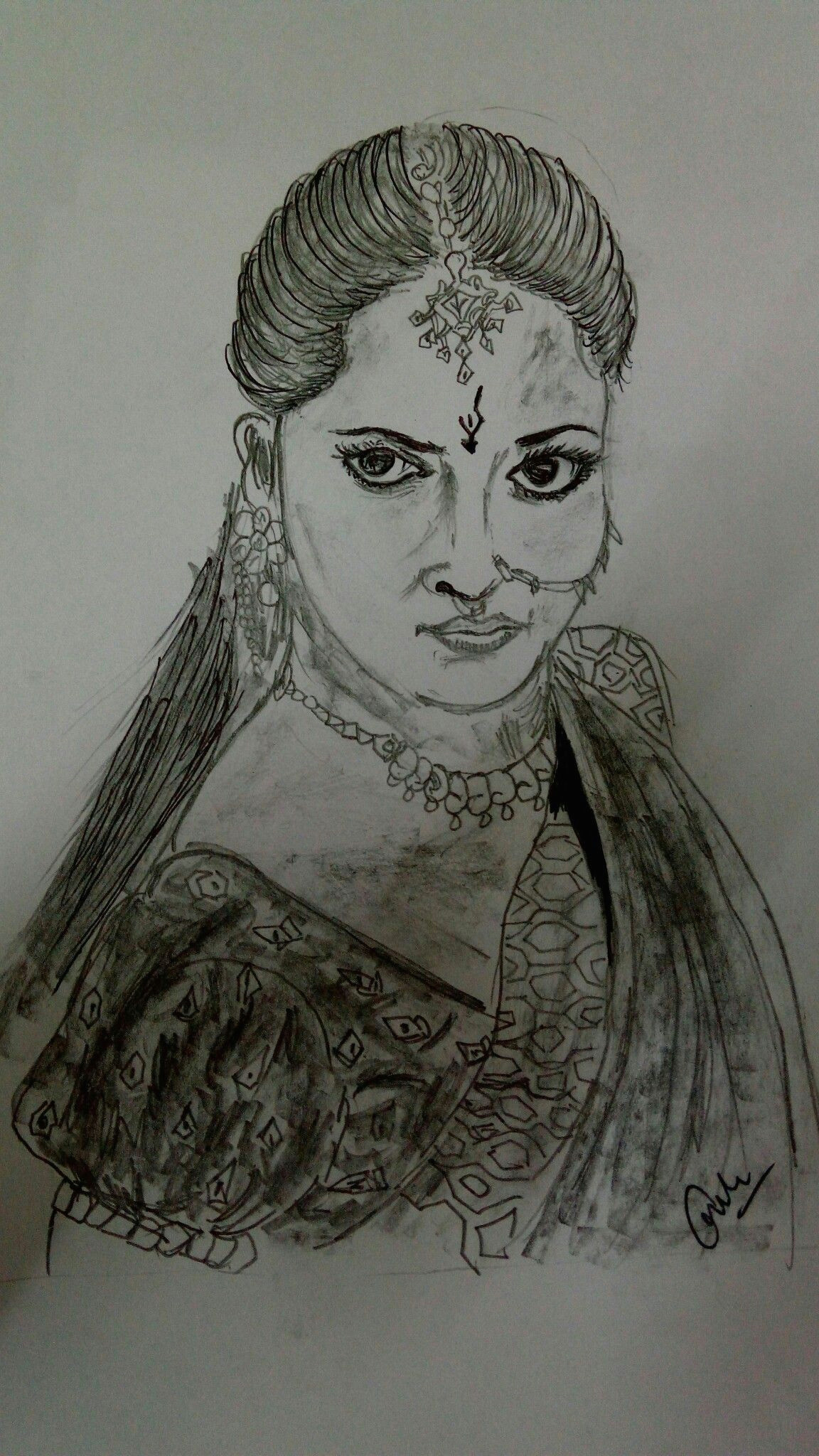 bahubali 2 sketch of anushka shetty