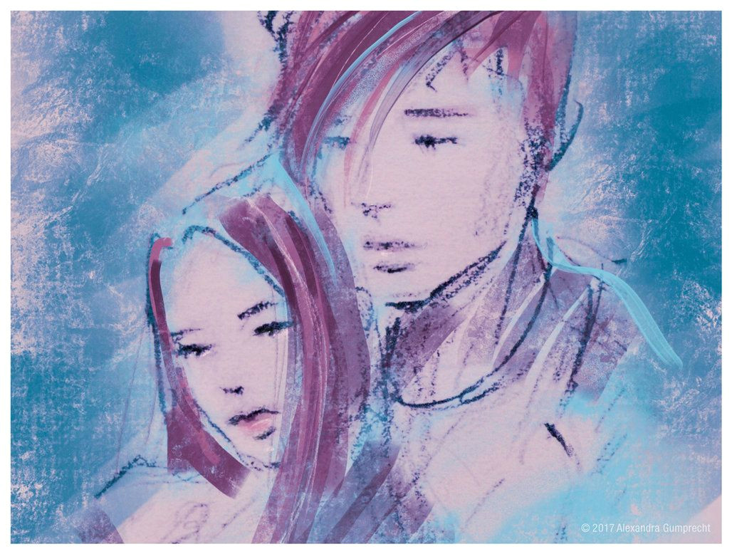 boy and girl illustration by alexandra gumprecht www stilleswasser deviantart com cute couple sketch love expressive colourful art drawing