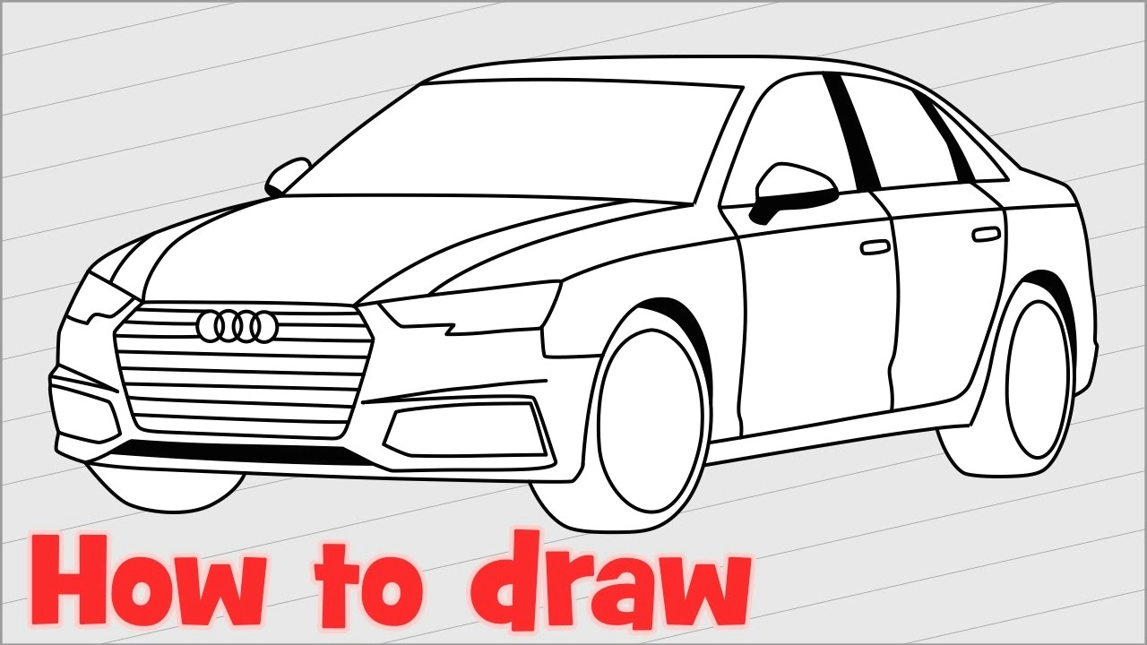 how to draw a car audi a4 sedan 2017 step by step