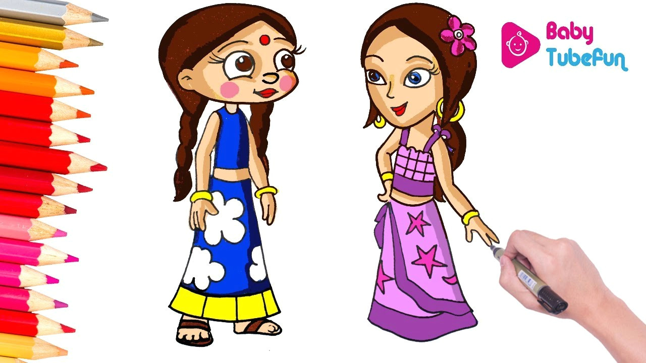 coloring chutki and indumati color swap chhota bheem and krishna colouring page