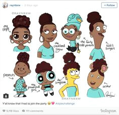 pics 17 year old black artist creates viral challenge to draw black women in cartoon styles