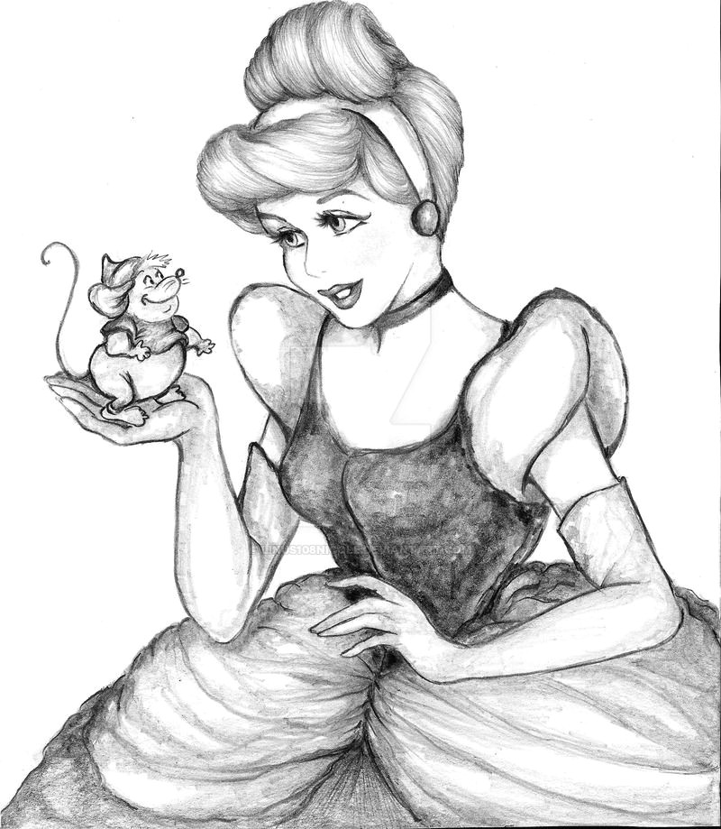 a commission piece of cinderella pencil drawing measures 8x10 inches