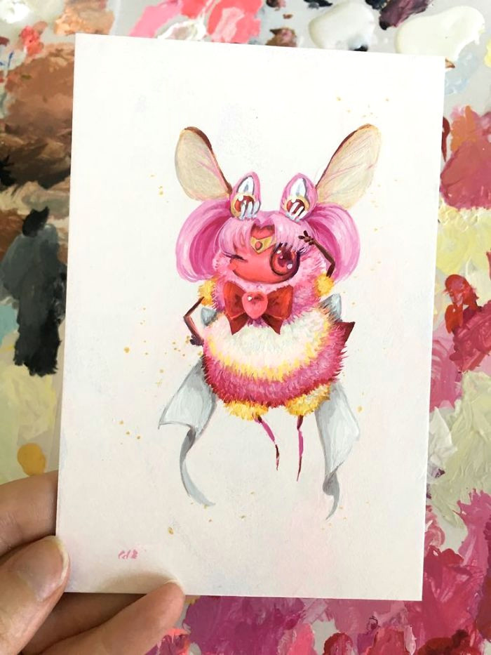 artist paints cartoon characters as bees cool photiz