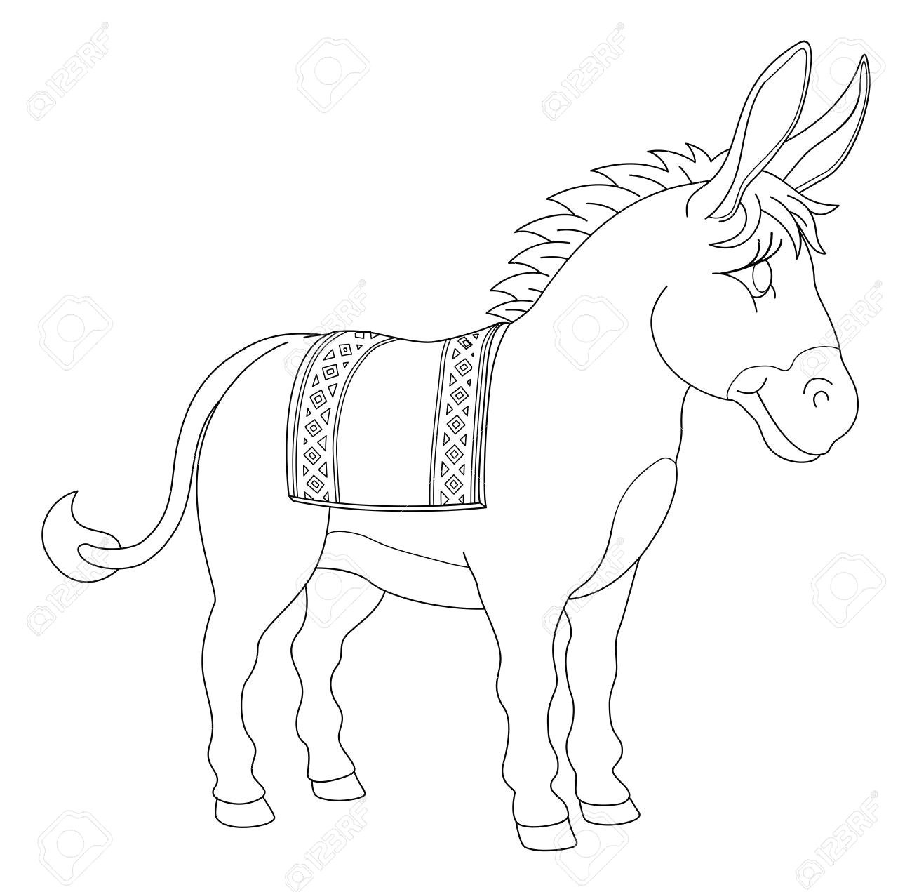 a donkey animal cute cartoon character black and white coloring illustration stock vector 112752801