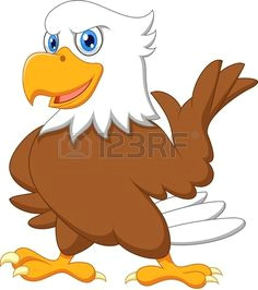 cute eagle cartoon waving