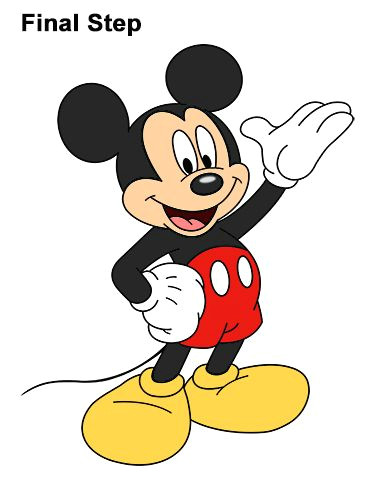 how to draw classic mickey mouse full body disney