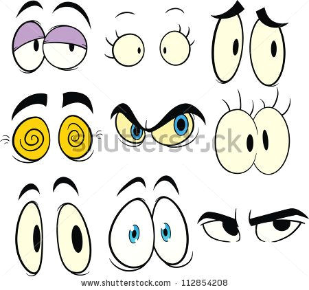 cartoon eyes vector illustration with simple gradients each in a separate layer for easy editing