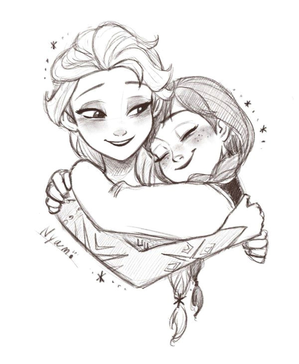 fantastic drawing of elsa and anna frozen a i