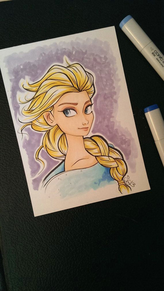 elsa frozen marker drawing by shelbygoelz on etsy 22 00