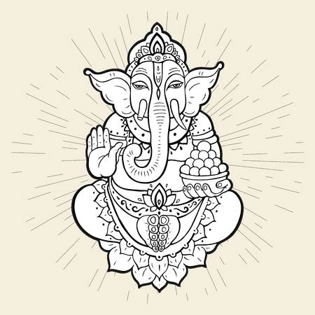 hindu gott ganesha ganapati vector hand gezeichnete illustration isoliert auf weia em hintergrund