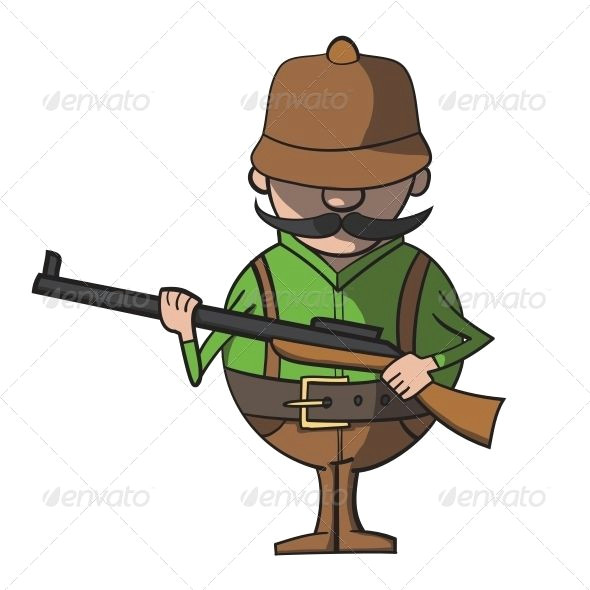 Cartoon Drawing Gun Cartoon Hunter On A White Background social issue Vessel