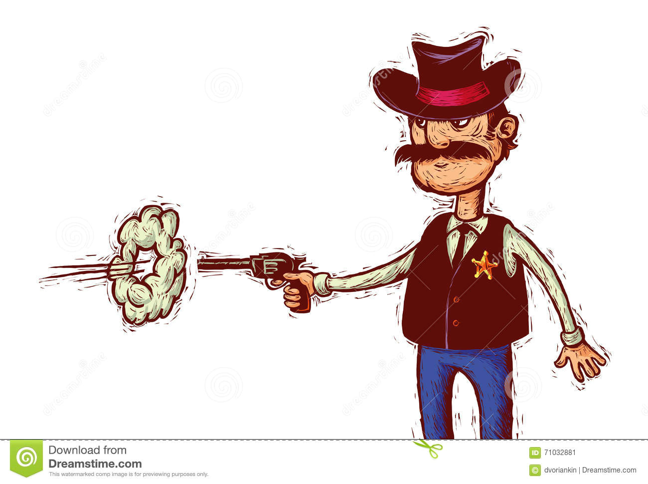 Cartoon Drawing Gun Sheriff Fires His Gun Stock Vector Illustration Of Sheriff 71032881