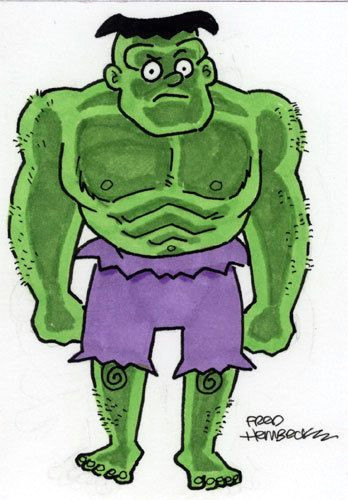 fred hembeck color sketch card the hulk avengers marvel 1 1