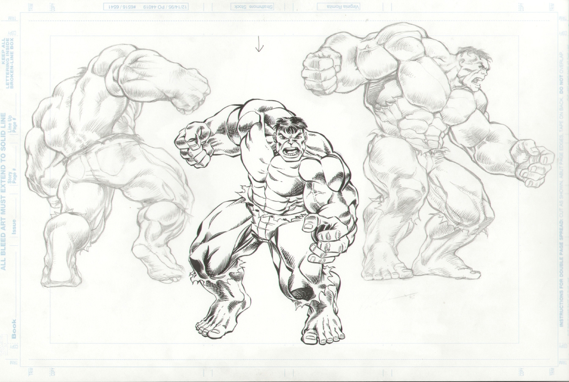 hulk toy model sheet published with toy comic art